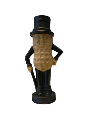 PLANTERS - Vintage Rare Cast Iron Mr Peanut Mascot Coin Bank w/ box
